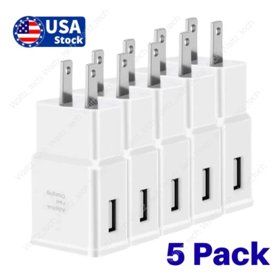 Lote de 5 adaptadores de cargador de pared rápido para Samsung Galaxy S10 Note10 S8 S9 iPhone EE. UU. Foto 1 de 4