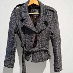 Vintage blue & silver metallic tweed jacket size Medium Y2K 90s 2000s indie - Picture 1 of 1