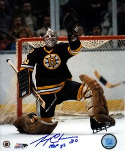 Gerry Cheevers autografiado firmado 8x10 Boston Bruins #30 HOF 1985 - Imagen 1 de 1