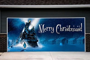 Merry Christmas Garage Door Covers 3D EFFECT PRINT Banner Murals Home Decor GD80 - Picture 1 of 3