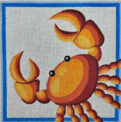 Needlepoint Handpainted Raymond Crawford Crab Square 8x8 - Image 1 of 4