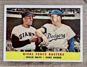 1958 Topps #436 Willie Mays & Duke Snider Original Baseball Card EX No Wrinkles - Picture 1 of 2