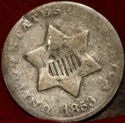 1853 Philadelphia Mint Silver Three Cent Coin - Image 1 of 2