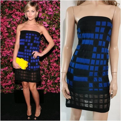 🆓US🛃 RUNWAY SS2013 CHANEL black blue colorblock strapless dress FR 36 XXS - Image 1 of 4