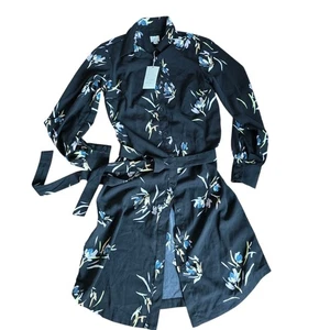 Abito Camicia A New Day Donna XS Nero Stampa Floreale Manica Lunga Bottoni - Foto 1 di 8