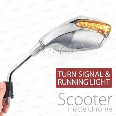 Silver Mirror Built-in LED Running Indicator M8 1.25p fits Aprilia SR Replica - Image 1 of 4