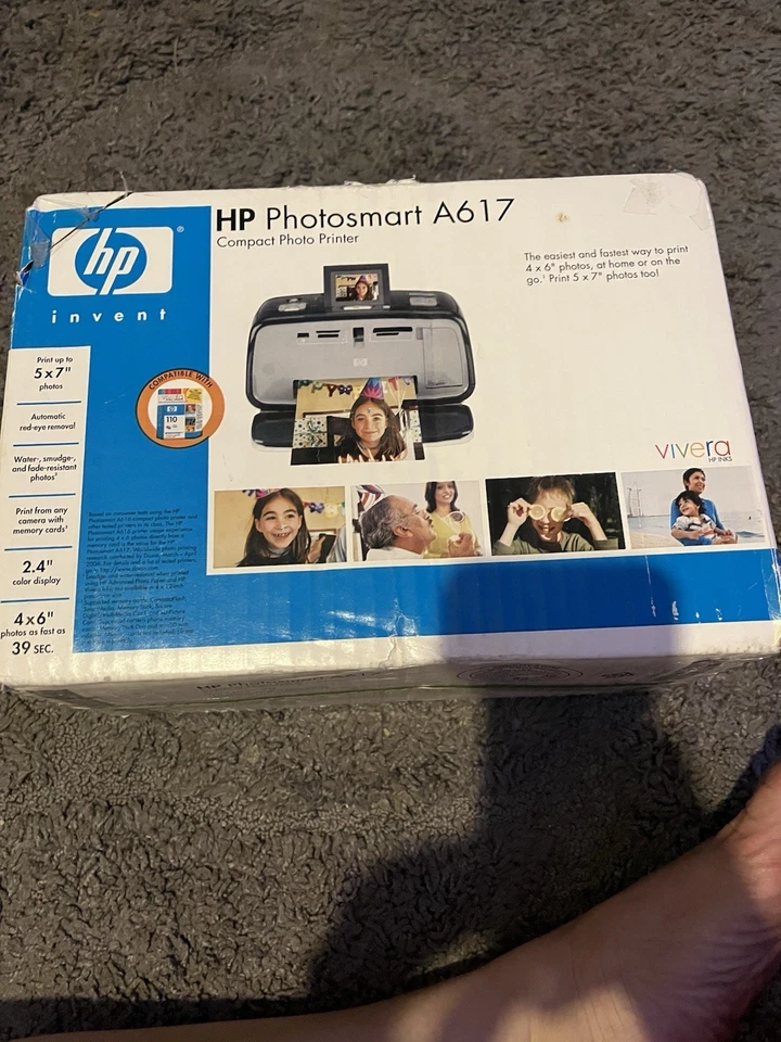New HP Photosmart A617 Compact Photo Printer 5X7 4x6 Photos New Factory Sealed - Image 1 of 4