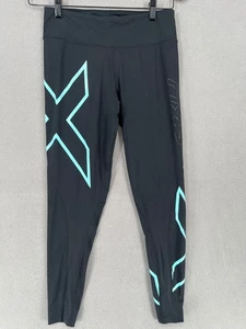 2XU Leggings Womens Medium Black Blue Logo Gym Running Training Stretch - Bild 1 von 13