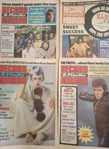 4 x RECORD MIRROR Magazines 1974 Quatro Bowie Sweet Alvin HotChoc Paper Lace NME - Imagen 1 de 22