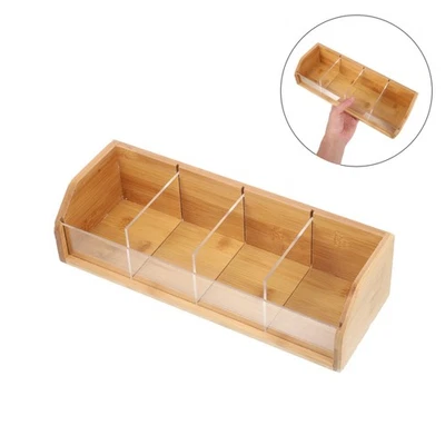  Tee- und Kaffee-Organizer aus Bambus: Aufbewahrungsbox für Zuckerpakete mit - Bild 1 von 4