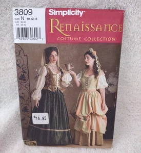 Simplicity Misses Renaissance Dress Costume Pattern 3809 Size 10-14 From 2007 - Picture 1 of 1
