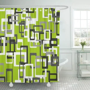 Cortina de Ducha Moderna Verde Lima Negro Gris Blanco 72"x72" Decoración del Hogar Impermeable... - Imagen 1 de 6