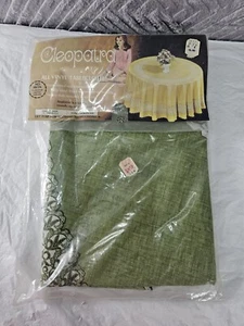 New Vintage 60's - 70's Cleopatra 70" MOD Round Tablecloth Green Made In USA - Picture 1 of 4