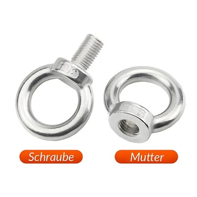 Ringmutter Ringschraube Edelstahl M3 M4 M5 M6 M8 M10 - M36 Verzurröse Auge Ring - Bild 1 von 4