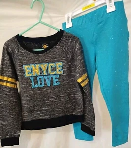 GIRLS ENYCE LOGO IMPRINTED SWEATER W/MEMBERS'S MARK TEAL SPARKLE LEGGIN SET SZ 6 - Picture 1 of 11