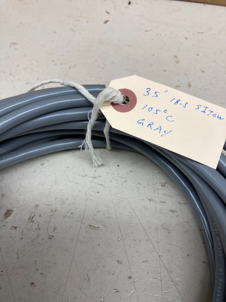 18/3 SJTOW CORD GRAY 105 DEG C. 35' COIL - Image 1 of 1