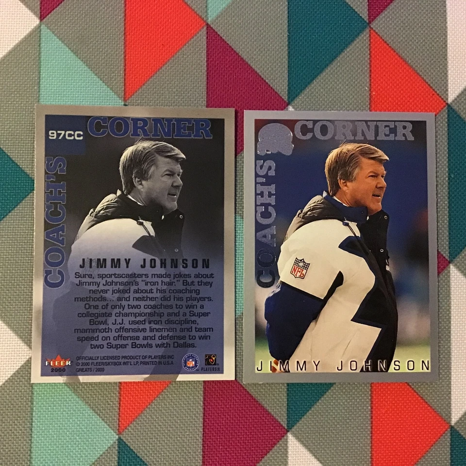 Jimmy Johnson #97CC cowboys HOF 2000 Fleer Greats of Game Coach's Corner Card - Image 1 of 1