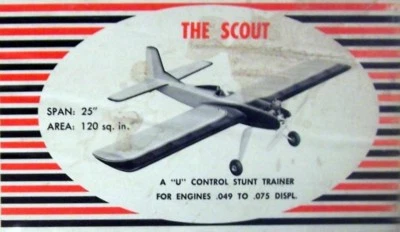 DUMAS SCOUT PLAN + PARTS PATTERNS for 25" Span 1/2A UC Stunt Model Airplane  - Image 1 of 4