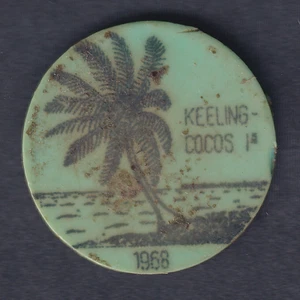 Cocos Keeling Islands.. 1968 5 Cents - Green Plastic.. aFine - Imagen 1 de 2