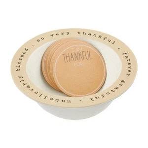 Mud Pie - Thankful Bowl Pottery Set - New In Box - Great Gift Idea!!! - Picture 1 of 17