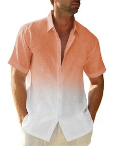 Camisa Para Hombre Bloque de Color Informal Camisas Ajustadas Manga Corta Abotonada Prendas para el torso Blusa - Imagen 1 de 19