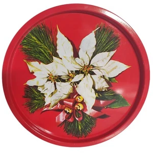 Vintage Metall Dose Weihnachtsstern Weihnachten Plätzchen Retro Serviertablett Platte 10 3/4" - Bild 1 von 4