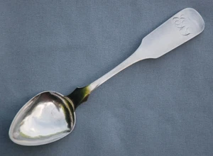 Antique Coin Silver ~ Fiddle OVAL SERVING SPOON ~ J. Hansell ~ Valley Forge, PA - Picture 1 of 6