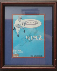 PETE ROSE SIGNED 4192 1985 Cincinnati Reds Scorebook Autograph Rich Altman COA - Picture 1 of 5