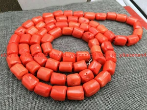 Natural Orange Coral Huge 14-16mm Irregular Bead Necklace Chain Gemstone 18-36'' - Picture 1 of 14