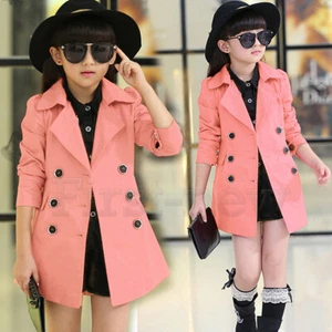 Miuco Adult Kid Wind Coat Deluxe Trench Coat Boy Girl Double-Breasted Outerwear - Picture 1 of 15