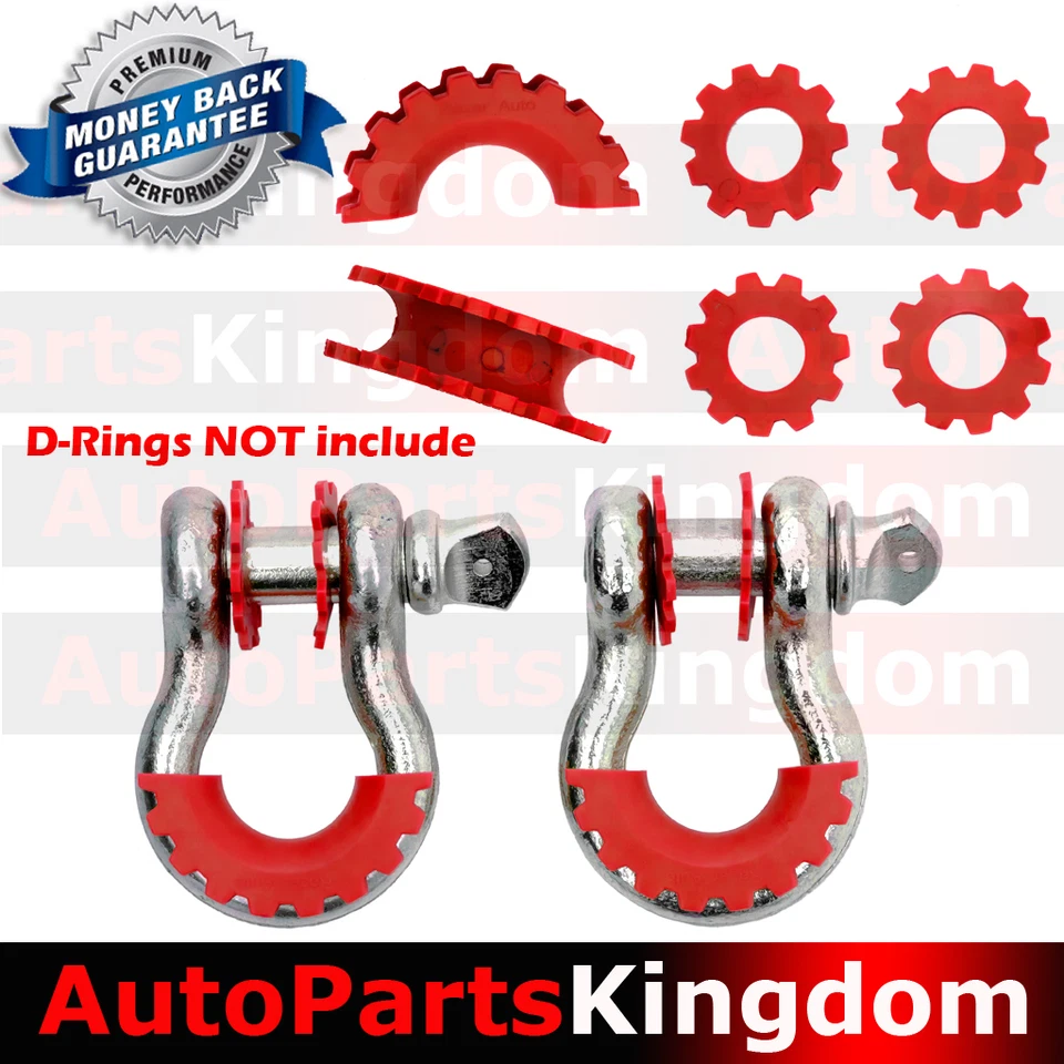 RED D-Ring Shackle Isolator & Washers 6pcs Set Rattling Protection Cover - Image 1 of 1