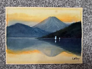 Mount Fuji by S. Niimi - 1930s original Japanese painting/watercolour artwork - Picture 1 of 1