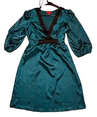 Винтажный новый с Ярлыками подпись Sangria женщин S 8 бирюзовый платье атласный оболочка коктейль - Изображение 1 из 4