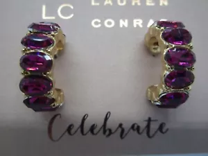 Neu mit Etikett Lauren Conrad Damen Ohrringe rund fuchsia lila Farbe - Bild 1 von 5