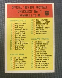 1965 PHILADELPHIA #197 CHECKLIST 1 EX MT CENTERED NFL Football Unmarked - Picture 1 of 2