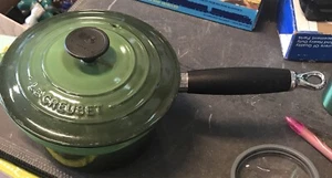 Vintage La Creuset Cast Iron Sauce Pan W/lid # 18 Hunter Green. ( Floor Box) - Picture 1 of 5