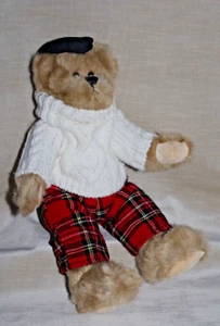 Weihnachten 16 Zoll Plüsch Teddybär weiß Zopfmuster Pullover rot kariert Hose süß! - Bild 1 von 5