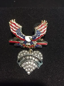 Army Navy, Air Force, Marines Patriotic Eagle pin with US Navy Heart - Picture 1 of 1