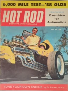 Revista Hot Rod Overdrive de julio de 1958 para pruebas automáticas de 6000 millas 58 Olds - Imagen 1 de 6