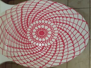 HANDMADE CROCHET ROUND TOILET COVER IN MAGENTA - Picture 1 of 3
