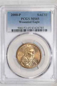 2000-P "AQUILA FERITA" DOLLARO SACAGAWEA PCGS MS65 - Foto 1 di 2