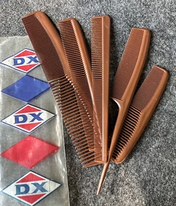 Vintage DX Benzin Werbung braun Kunststoff Kamm verschiedene 5er Set - hergestellt in den USA - Bild 1 von 21