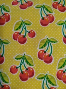 REMNANT Yellow Red Cherries Waverly Inspirations Cotton Fabric 12x33+ - Picture 1 of 3