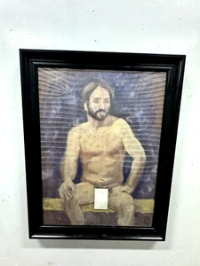 ORIGINAL QUALITÄT VINTAGE KUNST SINNLICH BÄRTIGER AKT MANN GERAHMT - Bild 1 von 6