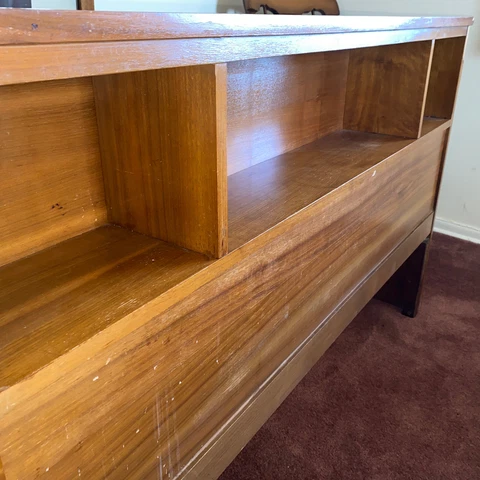 Antique MCM Bedroom Furniture Set Dresser Night Stand Headboard And Foot Full Sz Cover