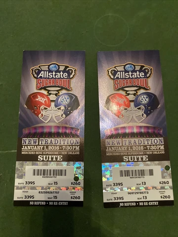 2016 2 Sugar Bowl Mississippi Ole Miss Rebel Oklahoma State Football Ticket Stub Cover