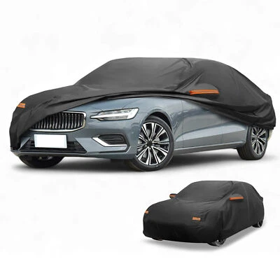 Car Cover Waterproof All Weather for Volvo S60 Sedan Black 190T-PU with Zipper - Image 1 of 4