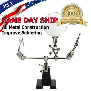 Helping Third Hand Magnifier Soldering Stand Clamp Holder Alligator Clip Tool - Picture 1 of 7