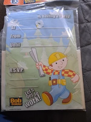 BOB the BUILDER Party Invitations * 20 Count* Invitations & Envelopes* New - Image 1 of 2