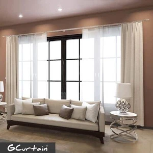 Curtain Rod Curtain Pole Double Rod Set Extendable Easy Install Heavy-Duty Mirro - Picture 1 of 4